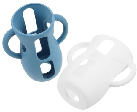 Mipcase 2pcs Baby Handles Anti Breakage Silicone Baby Sleeves with Handles Glass Compatible with Avent
