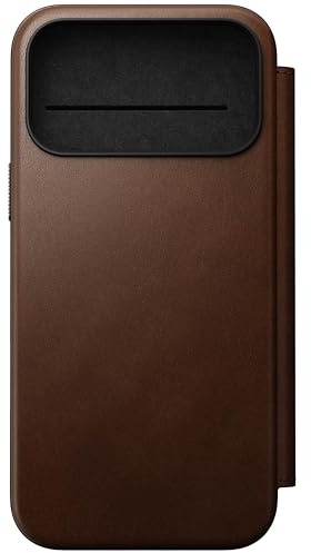 NOMAD Modern Leather Folio for iPhone 17 Pro Max, Protective Case Made of Polycarbonate and High-Quality Genuine Leather Coating, MagSafe Compatible, Brown