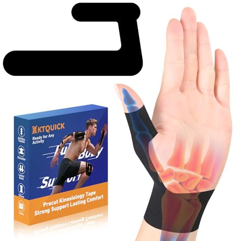 KTQUICK Vorgeschnittene Kinesiotapes für RechtsFinger,10PCS,Latexfrei | Hautfreundl Atmungsaktive Baumwolle,Lindert Maushand-Schmerzen bei Handwerkern, Büroangestellten und Sportlern