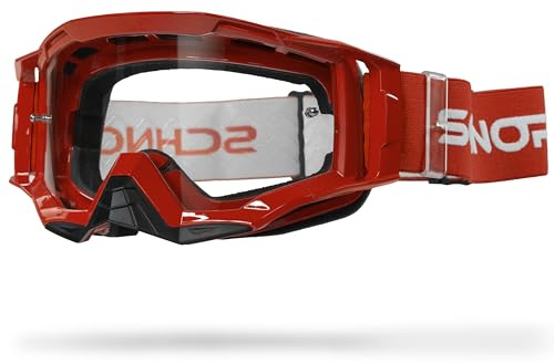 SCHNORR MX Neo Motocross Goggles Red | Clear Lens S0, Anti-Fog, Tear-Off Professionell Motocross Brille MtbBrille Dirt Bike ATV Goggles Crossbrille Sicherheit Tactical Riding Motorradbrillen