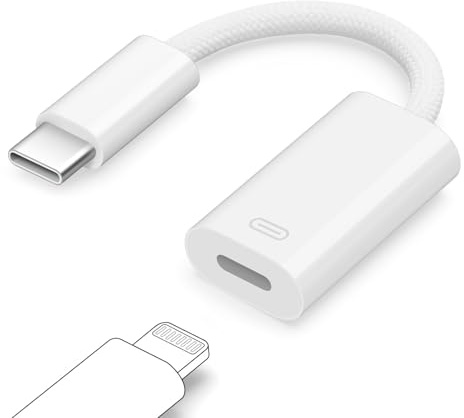 Seminer USB C to Lightning Headphone Audio Adapter, 3in1 Type-C Male To Lightning Female Connector with Data and Charge Converter for iPhone 17/16/15 Series, iPad and More