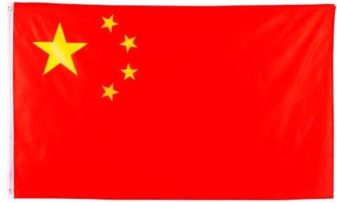 Große China Flagge 90x150 cm (5x3ft) Riesige Chinesische Fahne für Fußball WM 2026 Nationalfeiertag Olympia Sportevents Deko Bar Garten Straße Umzug Dekoration Fanartikel Public Viewing