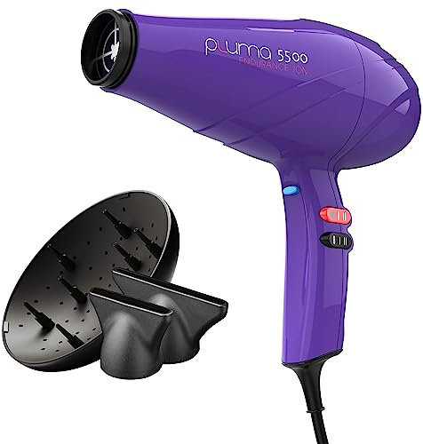 GA.MA Italy Professional, Pluma 5500 Endurance Ion Hairdryer, Profi-Haartrockner mit 2400 W italienischem AC-Motor, Ionen-Plus-Technologie für glänzendes, kräuselfreies Haar, Farbe Violett