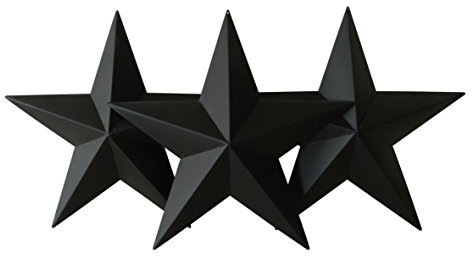 CVHOMEDECO. Country Rustic Antique Vintage Gifts Black Metal Barn Star Wand-/Türdekor, 30,5 cm, 3er Set.