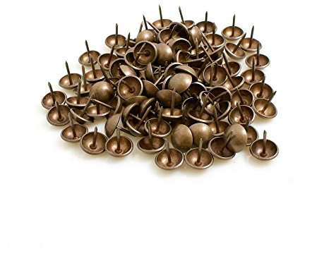 Design61, chiodi ornamentali, 100 pz. chiodi da tappezziere, per arredi, 16 x 14 mm, stile retrò, ottone antico