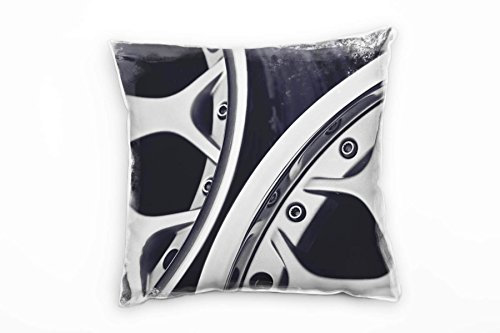 Paul Sinus Art Macro, Auto, Räder, Felgen, Silber, grau Deko Kissen 40x40cm für Couch Sofa Lounge Zierkissen - Dekoration zum Wohlfühlen