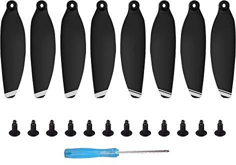 Hensych 4 Paare 4726F Faltbar Wenig Lärm Leiser Flug Propeller Ersatz für DJI Mavic Mini Drone, Doppelseitig Bunte Streifen Propeller Klingen(Schwarzes Silber)