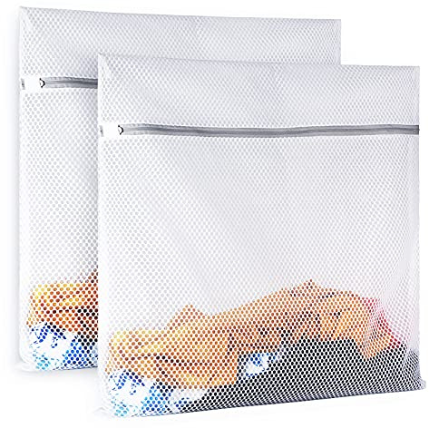 2 XX-Large Honeycomb Mesh Laundry Bag Delicates Durable for Washing Machine,24 x 24 Inches lingerie bags for Laundry, Travel Storage Organize Bag for Cotton Clothes,Sheet,Sweater, Shoes