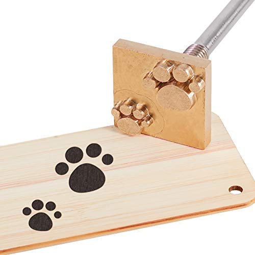 OLYCRAFT Wood Branding Iron 3cm/1.2 Inch BBQ Heat Stamp with Brass Head and Wooden Handle for Wood, Leather and Most Plastics - Dog Paw