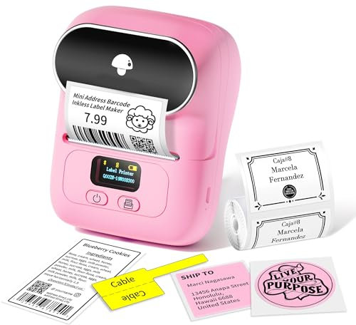 Phomemo M110 EdikettengeräT Labelme-Der Smarte Etiketten Drucker FüR Printerlovers Bluetooth Etikettendrucker Selbstklebend Taschendrucker Beschriftungsmaschine Sticker Aufkleber Maschine,rosa