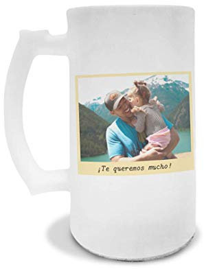 Kadoo Regalos Jarra de Cerveza de Cristal Esmerilado Día del Padre El Mejor Papá del Mundo con Foto (Amarillo)