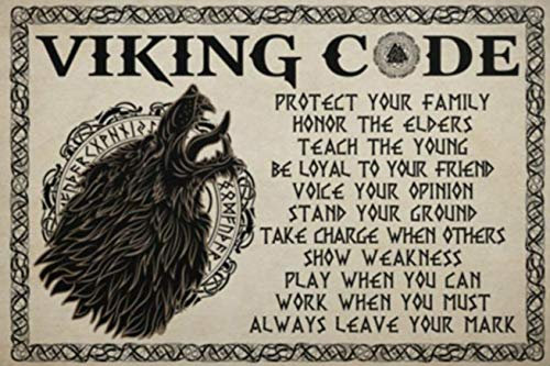 Wolf Viking Code Protect Your Family Honor The Elders Teach The Young Ideas Gifts Home Living Wall Decor Wall Art Decor Metal Sign Poster 20,3 x 30,5 cm
