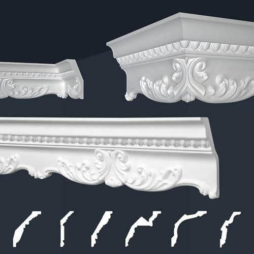 Marbet Deckenleisten weiß Sparpaket aus Styropor EPS - Stuckleisten gemustert, im traditionellen Design - (20 Meter B-36) Zierleiste Eckleiste Eckprofile Stuck