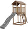 AXI Beach Tower Spielturm aus Holz in Braun | Spielhaus für Kinder mit Grauer Rutsche und Sandkasten | Stelzenhaus für den Garten
