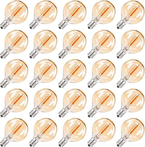 Hcnew Lot de 25 Ampoule E12 LED remplacement Globe G40 Guirlande Guinguette Décorative Ampoules Style Edison Rétro Lampe Blanc Chaud 2200K 230V,25 Pack