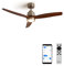 CREATE / WINDSTYLANCE/Deckenventilator mit Beleuchtung Nickel Dunkelholzflügel mit WLAN und Fernbedienung/ 40W, Leise, Ø132 cm, 6 Geschwindigkeiten, Timer, DC-Motor, Sommer-Winterbetrieb