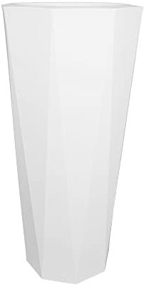 FORVEGA - Pot de Fleur Octavia, avec étagère, Hauteur 79 cm, Design Intemporel, résistant aux influences extérieures, matériau recyclé, Parfait pour la Maison et Les espaces publics, Blanc