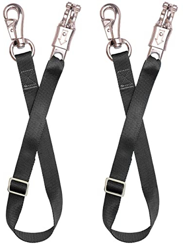 Adjustable Trailer Tie (2 Pack)-Horse Trailer Nylon Strap Tie,Adjusted from 25 to 37” (Black)