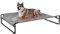Veehoo Hundeliege Outdoor, Kühlendes Erhöhtes Hundebett für Große Hunde, Tragbares Stehendes Haustierbett mit Waschbarem Atmungsaktivem Netz, rutschfeste Füße, X-Large, Schwarz Silber
