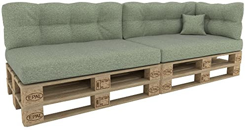 POKAR Palettenkissen Palettenauflagen Palettenmöbel Palettensofa 6er Set: Sitzkissen 120x80 + Rückenlehne 120x40, Grün