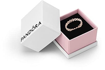 Pandora Moments Women's 14k Rose Gold-Plated Band of Hearts Ring, Size 54, With Gift Box
