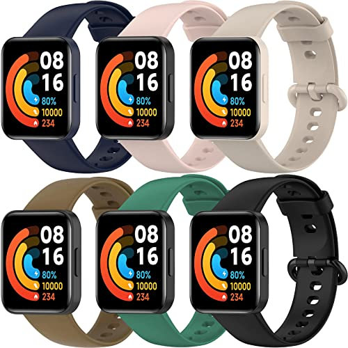 BANGTING 6 Pièces Remplacé Bracelet en Silicone Compatible avec Xiaomi Mi Watch Lite 2 , pour Bracelet Redmi Watch Lite 2 (6 Couleurs)