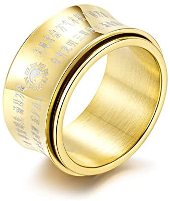 Stfery Eheringe Titan Carbon, Eheringe 67 Gold Taoistisches Mantra des Goldenen Lichts Schmuck Geschenk