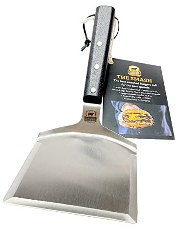 Certified Angus Beef The Smash – Spatule à hamburger Big Smash en acier inoxydable robuste pour accessoires de grill, gadgets de cuisine et accessoires de barbecue