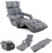 COSTWAY Folding Sofa Bed, 6 Positions Adjustable Lazy Floor Sofa Chair Bed with Armrests and 8-Angle Footrest, Reading Gaming Lounge Recliner Floor Chair Seat for Living Room Bedroom Office, Grey