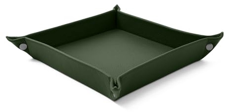 Eglooh - Iris - Taschenleerer aus echtem Leder Grün - Schreibtisch-Organizer mit modernem Design - Ablagefach für Schlüssel, Münzen, Schmuck - cm 18 x 18 - Made in Italy