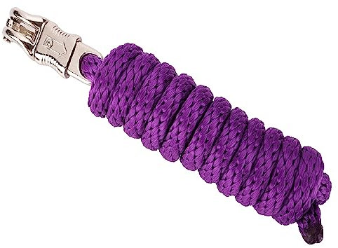 Merauno® Führstrick für Pferd - Anbindestrick in verschiedenen stylischen Designs, Führleine, Anbindeseil Pony, Esel, Ziege mit Panikhaken (Violett, Panikhaken)