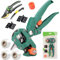 Obstbäume Pfropfschere, Garten Pfropfschere Schere Veredelungsschere Ratschenschere Set mit 3xSK5 Klinge Ersatzmesser Pfropfband für Pflanz Obstbaum Pfropfen, Grün,Style1