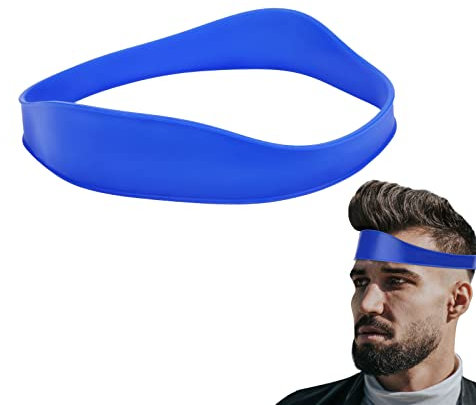 Bande de Coupe de Cheveux en Silicone, Guide de Coupe de Cheveux Incurvé Modèle de Rasage de Décolleté Bande de Coupe de Cheveux Guide de Coupe de Cheveux pour Homme DIY Coupe de Cheveux (Bleu)