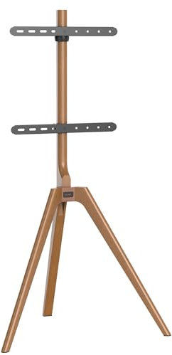 mywall TV Standfuß HT23L, TV-Ständer für Bildschirme 45-65 Zoll, TV Bodenständer aus rustikalem Massivholz in Nussbaum Optik, Universaler TV-Ständer mit Belastung bis zu 40 kg