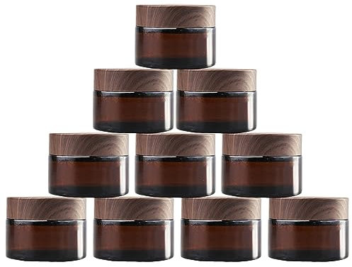 TUAKIMCE 10 Stück 30ml Kosmetisches Glas, Glas Cremedose, Nachfüllbare Behälter Glasbehälter mit Deckel und Liner für Kosmetik Cremes Lotionen ätherische Öle