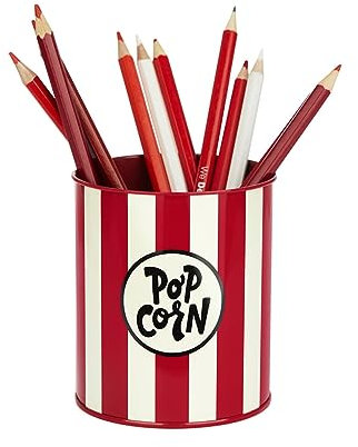 Balvi Pot à Crayons Popcorn Couleur Rouge et Beige Métal