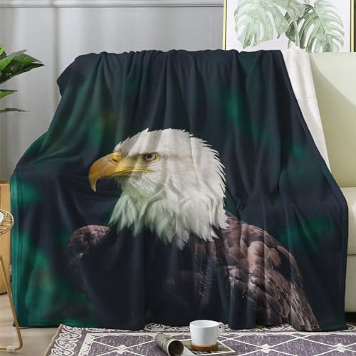 Kuscheldecke Flauschig Adler, Decke Wolldecke 150x200 Vogel, Flanell Sofadecke Blanket XL, Fleecedecke Wohndecke Schlafdecke Winter Warm Weich, Deko Decken für Couch Bed