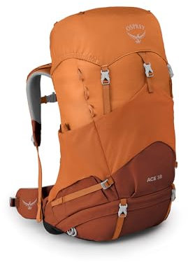 Osprey Ace 38 – Trekkingrucksack für Kinder im Alter von 5-11 Jahren - Orange Sunset O/S