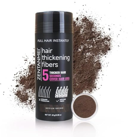 Hair Fibers for Thinning Hair for Women All-Natural Hair Building Fibers 0.98 Oz Hair Volume Powder Bald Spot Cover Up for Men & Women (Medium Brown)