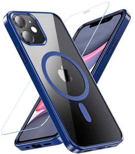 Hensinple Funda para iPhone 11 con MagSafe, magnética para iPhone 11 con protección blindada de cristal, protección integral, resistente a los golpes, estándar militar, para exteriores, funda