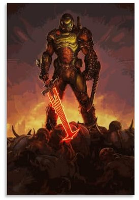 REOTTO Doom Slayer Poster Dekorative Malerei Leinwand Wandkunst Wohnzimmer Poster Schlafzimmer Malerei,Wandkunst Bilddruck Moderne Familienzimmer Dekor 12x18inch(30x45cm)