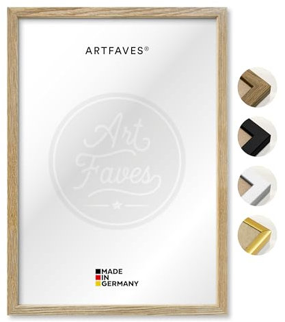 ARTFAVES® Bilderrahmen aus Holz - 21 x 30 cm - EICHE natur - Holz Rahmen, Fotorahmen, Posterrahmen für Collage, mit Schutzfolie