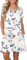 AUSELILY Women's Summer Dresses Casual T-Shirt Short Sleeve Dress Loose Swing Short Dress with Pockets, Floral White L
