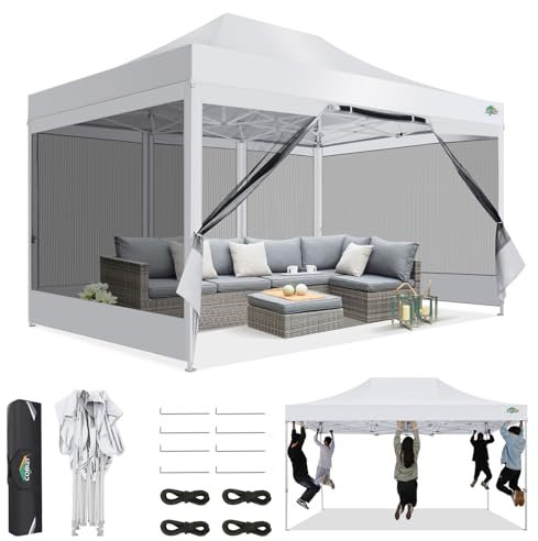 COBIZI Tonnelle Pliante 3x4,5 Imperméable,Tonnelle de Jardin Exterieur avec Moustiquaire Parois Latérales,Barnum Pliant 3x4,5,Anti UV Tonnelle Tente pour Exterieur Plage Terrasse (3 par 4,5m Blanc)