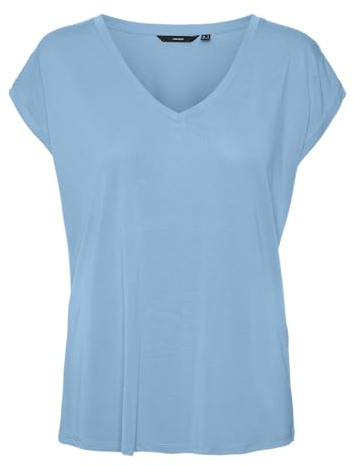 VERO Moda Women's Vmfilli SS V-Neck Tee Ga Noos T-Shirt, Airy Blue, S