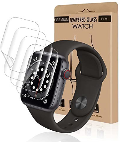 Bodyguard Schutzfolie für Panzerglas für Apple Watch Series 4/5/6/SE/SE2 (40mm), Weich TPU, Anti-Kratz, Maximale Abdeckung, Keine Blasen, Sensitive Touch, 4 Stück HD Displayschutz für iWatch 40mm
