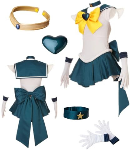 TYRHDJZQ Anime Weißes dunkelblaues Kleid Damen Outfit Halloween-Kostüm (Größe 3XL)