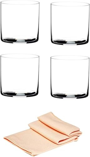 Dekomiro Riedel O Wine Tumbler 0414/01 Wassergläser 4 er Set Set mit Glasreinigungstuch