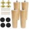 Luabue 6 inch Wooden Furniture Legs 15cm Sofa Feet Chair Leg Set of 4 Solid Rubber Wood Bed Cabinet Legs, Straight Cone Furniture Feet with Non-Slip Rubber Protection Pad & Screws