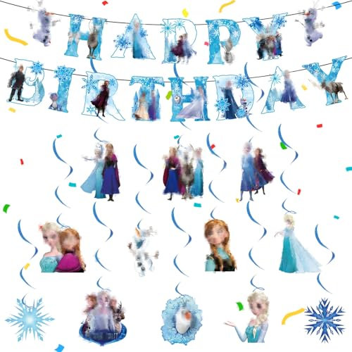 Geburtstagsparty Deko Mädchen,13Pcs Blau Girlande Geburtstag Banner Bunting Girlande und Hängende Dekoration Happy Birthday Banner Dekorationen für Kindergeburtstag Party